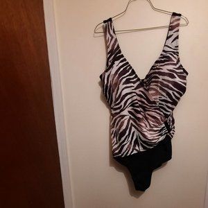 Swimsuits For All Zebra/Tiger Print Buckle One Piece